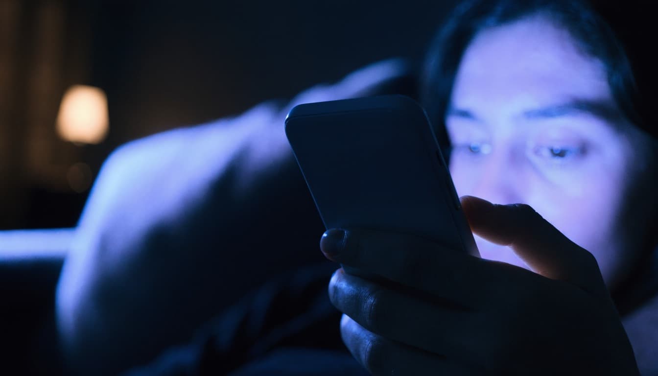 A customer browsing cars on a phone late at night
